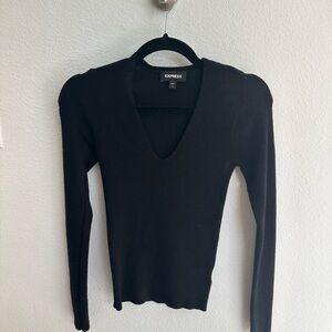 Express Black V-Neck Sweater Top